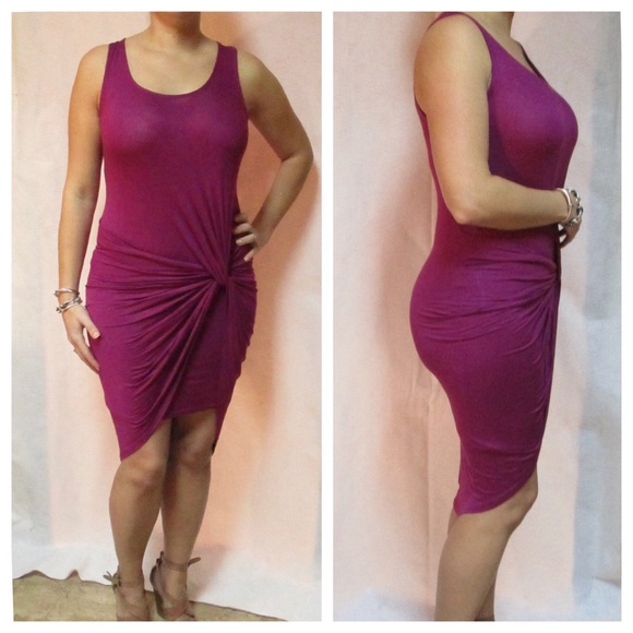 Bodycon Twist Front Tank Dress in Orchid MED=8/10 - Picture 2 of 3